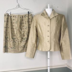 Womens Formal 2 Pc Skirt Suit Set Silk 12114